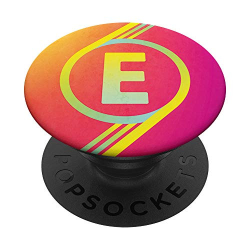Orange Pink Yellow Gradient Ombre Monogram Initial Letter E PopSockets Grip and Stand for Phones and Tablets
