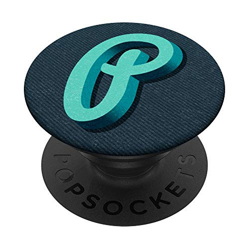 Cute Letter P Initial Retro Teal Monogram PopSockets Grip and Stand for Phones and Tablets