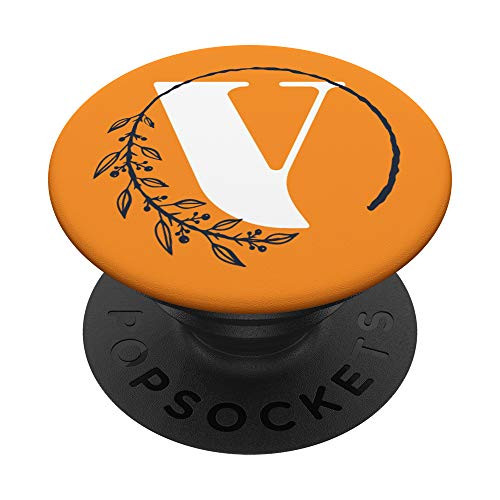 California Poppy Yellow Floral Monogram Letter V First Initi PopSockets PopGrip Swappable Grip for Phones  and  Tablets