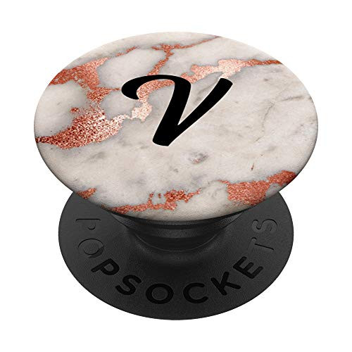 The FABpod Rose Popsocket Grip Gold Initial Letter V PopSockets Grip and Stand for Phones and Tablets