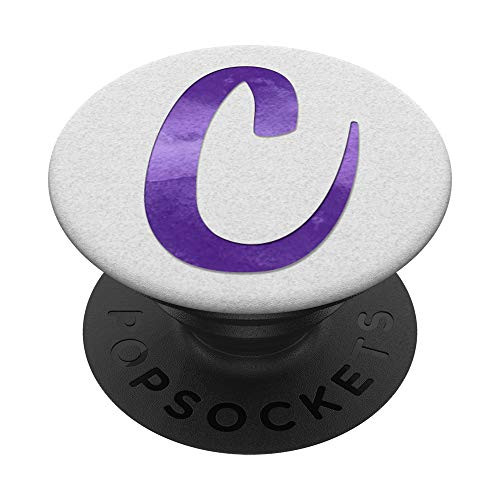 Purple watercolor Letter C Monogram On White PopSockets Grip and Stand for Phones and Tablets