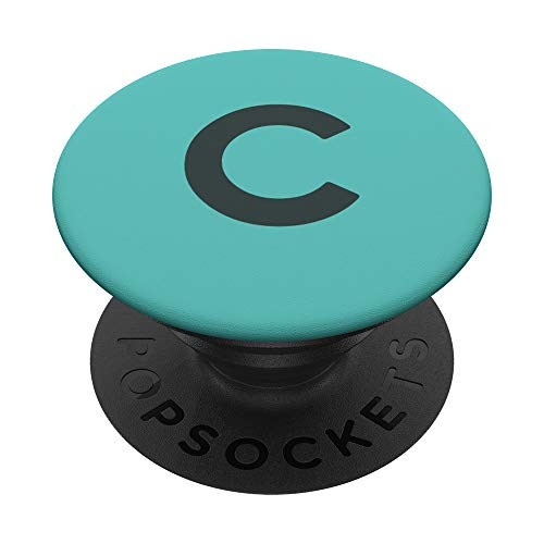 Teal Blue Turquoise Mint Green Monogram Initial Letter C PopSockets Grip and Stand for Phones and Tablets