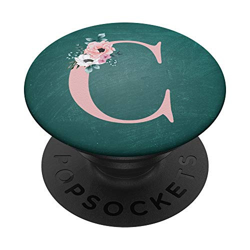 Letter C Eucalyptus First Last Name Monogram Watercolor PopSockets Grip and Stand for Phones and Tablets