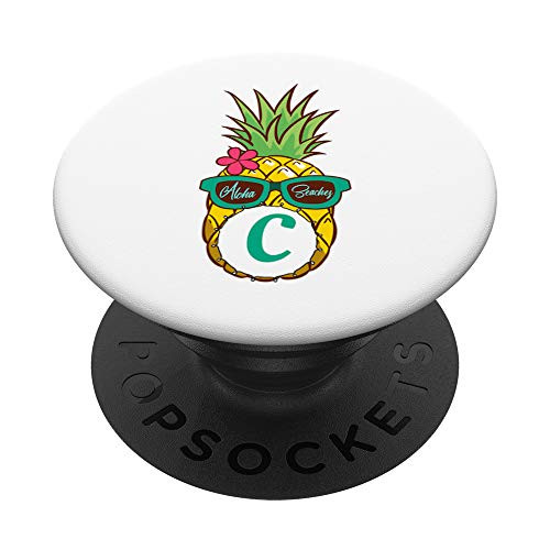 Pineapple Monogram C Initial - Letter C Gift PopSockets Grip and Stand for Phones and Tablets