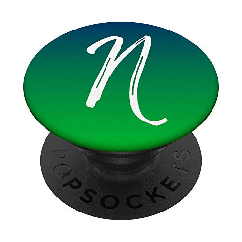 Blue to Green Gradient Initial N Phone Case Green Letter N PopSockets Grip and Stand for Phones and Tablets