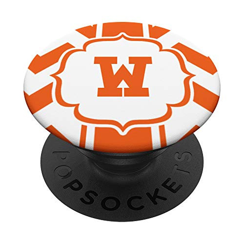 Orange Chevron Monogram Letter W Initial Monogrammed Name PopSockets Grip and Stand for Phones and Tablets