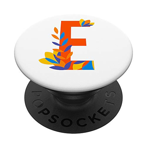Letter E Floral Initial Monogram Design PopSockets Grip and Stand for Phones and Tablets