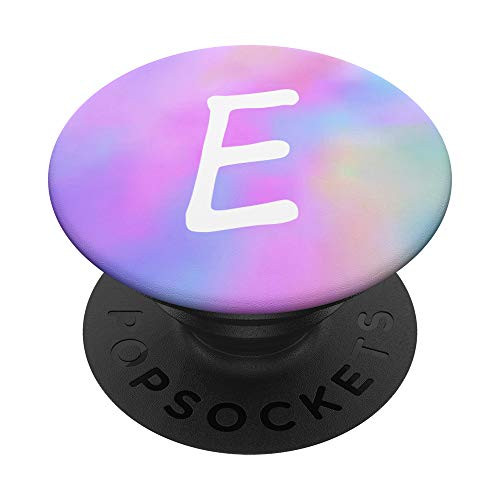Tie Dye White Letter E Initial Monogram Unicorn Colorful PopSockets Grip and Stand for Phones and Tablets