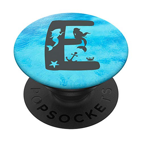 Mermaid Monogram E Customized Initial E Letter Gift Girl PopSockets Grip and Stand for Phones and Tablets