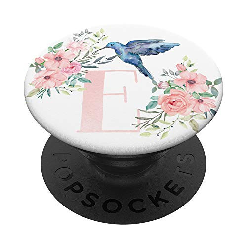 Blue Hummingbird Bird Lover Pink Flowers Feeder Letter E PopSockets PopGrip Swappable Grip for Phones  and  Tablets