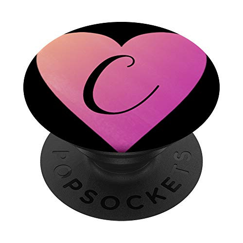 Heart C Letter Pink Purple Pastel Ombre Initial Monogram C PopSockets Grip and Stand for Phones and Tablets