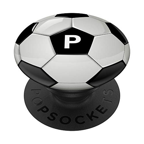 Soccer Ball Monogram Letter P Name Initial Gift PopSockets Grip and Stand for Phones and Tablets