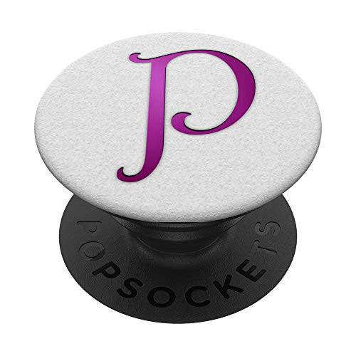 Purple Letter P Monogram On White PopSockets Grip and Stand for Phones and Tablets
