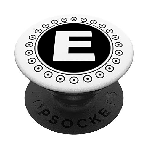 Chic Initial Monogram Letter E Black  and  White PopSockets Grip and Stand for Phones and Tablets
