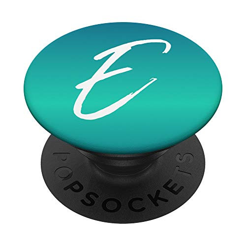 Letter E Blue Gradient Phone Case Calligraphy Blue Initial E PopSockets Grip and Stand for Phones and Tablets