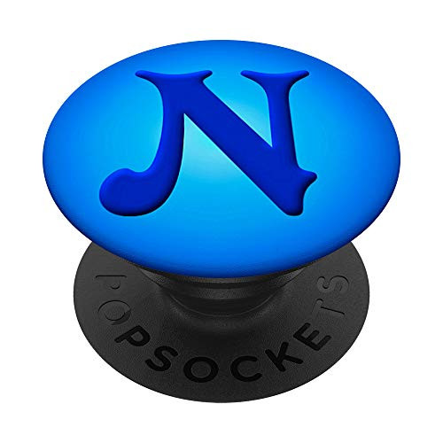 Initial N Monogram Alphabet Letter N Personalized Gift Blue PopSockets Grip and Stand for Phones and Tablets