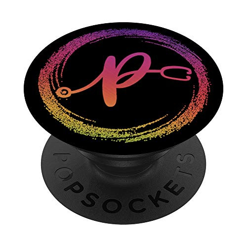 Nurse Gift Stethoscope Personalized Initial Name Letter P PopSockets Grip and Stand for Phones and Tablets