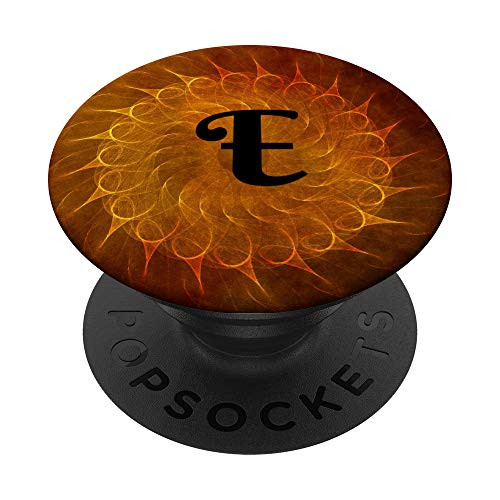 Fire Abstract Mandala Monogram Initial Letter E PopSockets Grip and Stand for Phones and Tablets