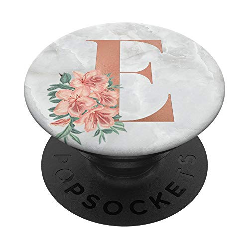 Elegant E Flowers Initial Monogram Letter Design PopSockets Grip and Stand for Phones and Tablets