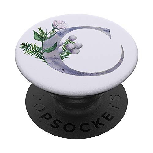Initial C Monogram Chic Floral Watercolor Letter C PopSockets Grip and Stand for Phones and Tablets