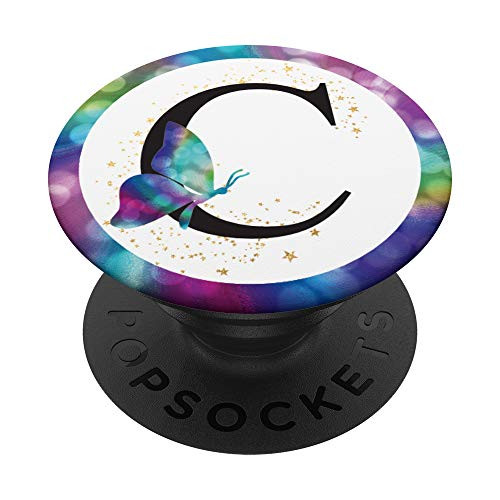 Letter C Initial Butterfly Monogram PopSockets PopGrip Swappable Grip for Phones  and  Tablets