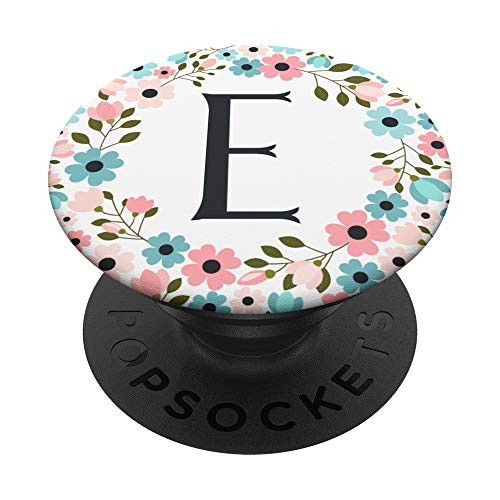 Floral Initial - Monogram Letter E PopSockets Grip and Stand for Phones and Tablets