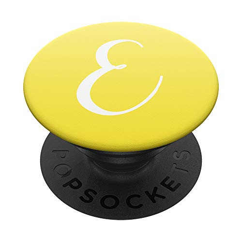 Yellow and White Letter E Pastel Ombre Initial Monogram E PopSockets Grip and Stand for Phones and Tablets