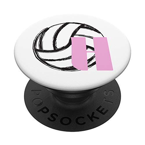 Letter H Volleyball Pink Monogram PopSockets PopGrip Swappable Grip for Phones  and  Tablets