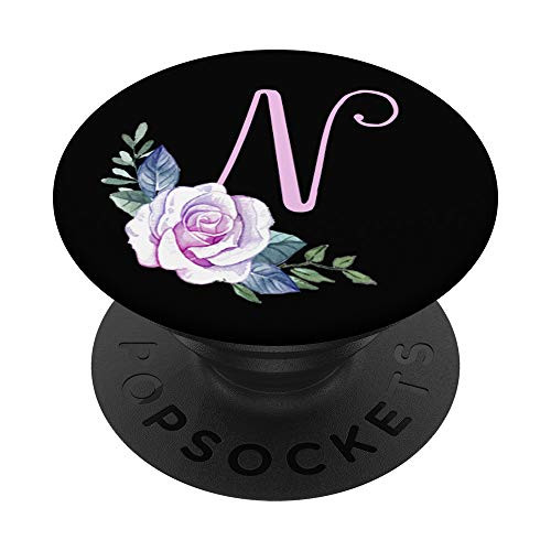 N Initial Rose Monogram Letter Pink Floral Roses Black PopSockets Grip and Stand for Phones and Tablets N Initial Rose Monogram Letter Pink Floral Roses Black PopSockets Grip and Stand for Phones and Tablets