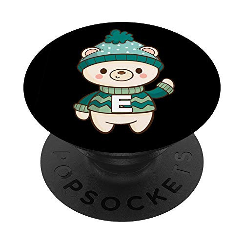 Cute Polar Bear Monogram E PopSockets Grip and Stand for Phones and Tablets