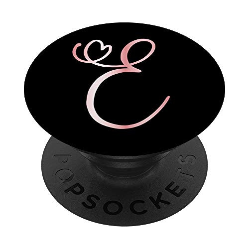 Rose Pink Letter E Monogram Fancy Italic Initial on Black PopSockets PopGrip Swappable Grip for Phones and Tablets Rose Pink Letter E Monogram Fancy Italic Initial on Black PopSockets PopGrip Swappable Grip for Phones and Tablets