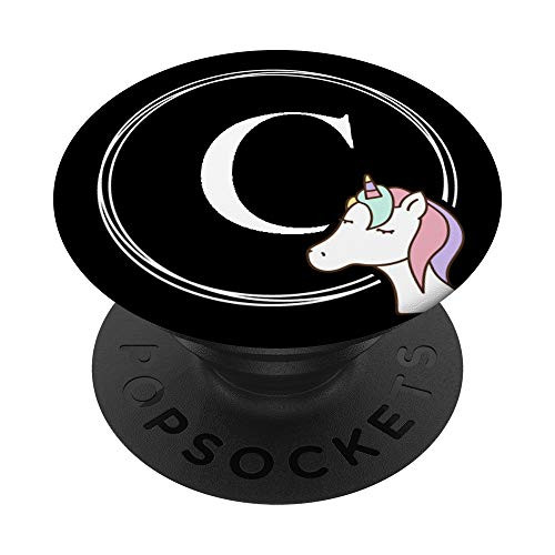 C Unicorn Letter Monogram Custom Initial Pop Socket Gift PopSockets Grip and Stand for Phones and Tablets