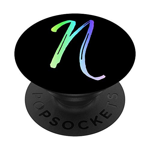 Initial N Phone Case Colorful Rainbow Bright Colors Letter N PopSockets Grip and Stand for Phones and Tablets