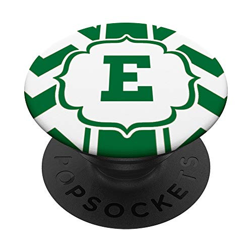 Green Chevron Monogrammed Letter E Initial Name Monogram PopSockets Grip and Stand for Phones and Tablets