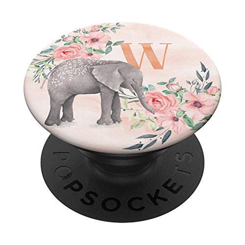 Elephant Rose Watercolor Monogram Name Initial Letter W PopSockets PopGrip Swappable Grip for Phones and Tablets Elephant Rose Watercolor Monogram Name Initial Letter W PopSockets PopGrip Swappable Grip for Phones and Tablets