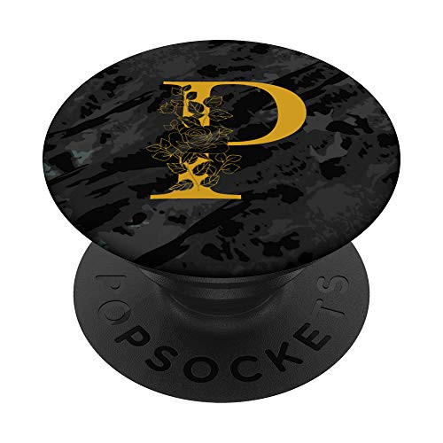 Letter Monogram P Black PopSockets PopGrip Swappable Grip for Phones  and  Tablets