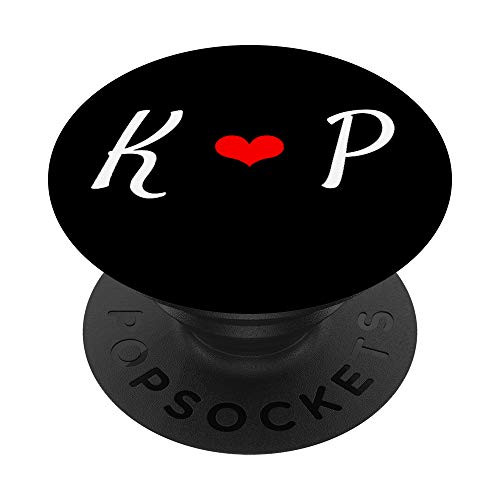 K  and  P Heart Love Initial Letter Alphabet Monogram PopSockets Grip and Stand for Phones and Tablets