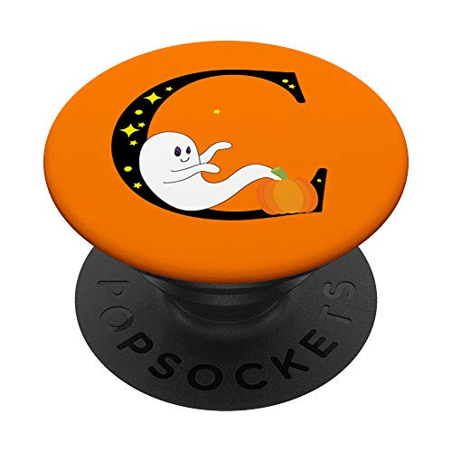 Halloween Ghost Pumpkin Monogram C PopSockets Grip and Stand for Phones and Tablets
