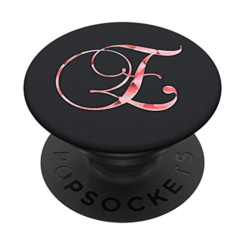 Letter-E Monogram - Black-XR  and  Rose-Pink Initial-E PopSockets PopGrip Swappable Grip for Phones  and  Tablets