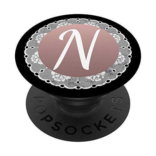 Monogram Pop Rose Pink with Letter N Phone Stand Initial N PopSockets Grip and Stand for Phones and Tablets