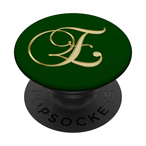 Letter E Tan Yellow. Initial E Tan Yellow On Emerald Green PopSockets Grip and Stand for Phones and Tablets