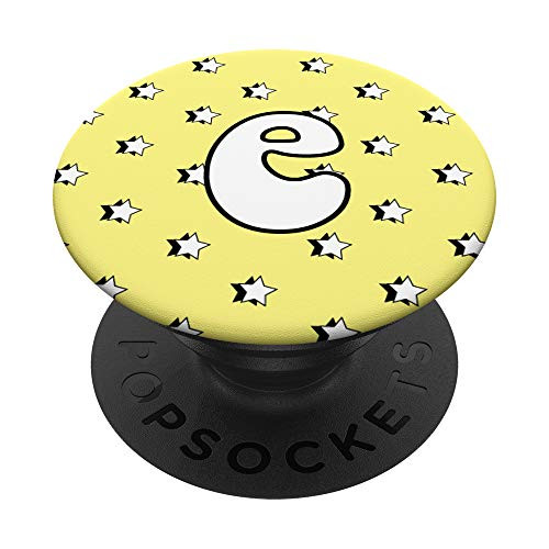 Aesthetic Pastel Light Yellow with Stars and Letter E PopSockets Grip and Stand for Phones and Tablets