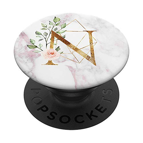 Initial Letter N Monogram Rose Pink Marble Floral PopSockets Grip and Stand for Phones and Tablets Initial Letter N Monogram Rose Pink Marble Floral PopSockets Grip and Stand for Phones and Tablets