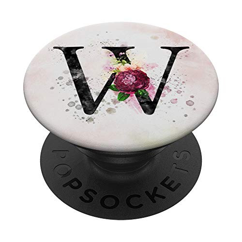 W Monogram Initial Letter W Floral Watercolor Art Design PopSockets Grip and Stand for Phones and Tablets