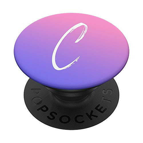 Ombre Purple Letter C Initial Monogram Blue Pink Cute Pastel PopSockets Grip and Stand for Phones and Tablets