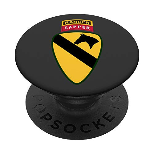 1st CAV Patch - US Army Cavalry w Ranger  and  Sapper Tabs gray PopSockets Grip and Stand for Phones and Tablets