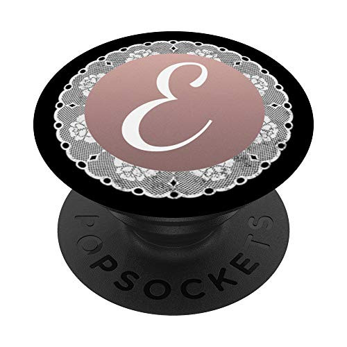 Monogram Pop Rose Pink with Letter E Phone Stand Initial E PopSockets Grip and Stand for Phones and Tablets