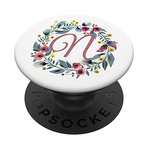 Flower Pink Blue White Monogram N Letter Initial Floral PopSockets PopGrip Swappable Grip for Phones and Tablets Flower Pink Blue White Monogram N Letter Initial Floral PopSockets PopGrip Swappable Grip for Phones and Tablets
