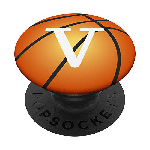 Basketball Phone Grip Letter Initial V PopSockets Grip and Stand for Phones and Tablets