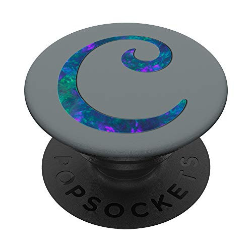 Teal Blue Purple Initial Letter C On Slate Gray PopSockets PopGrip Swappable Grip for Phones  and  Tablets